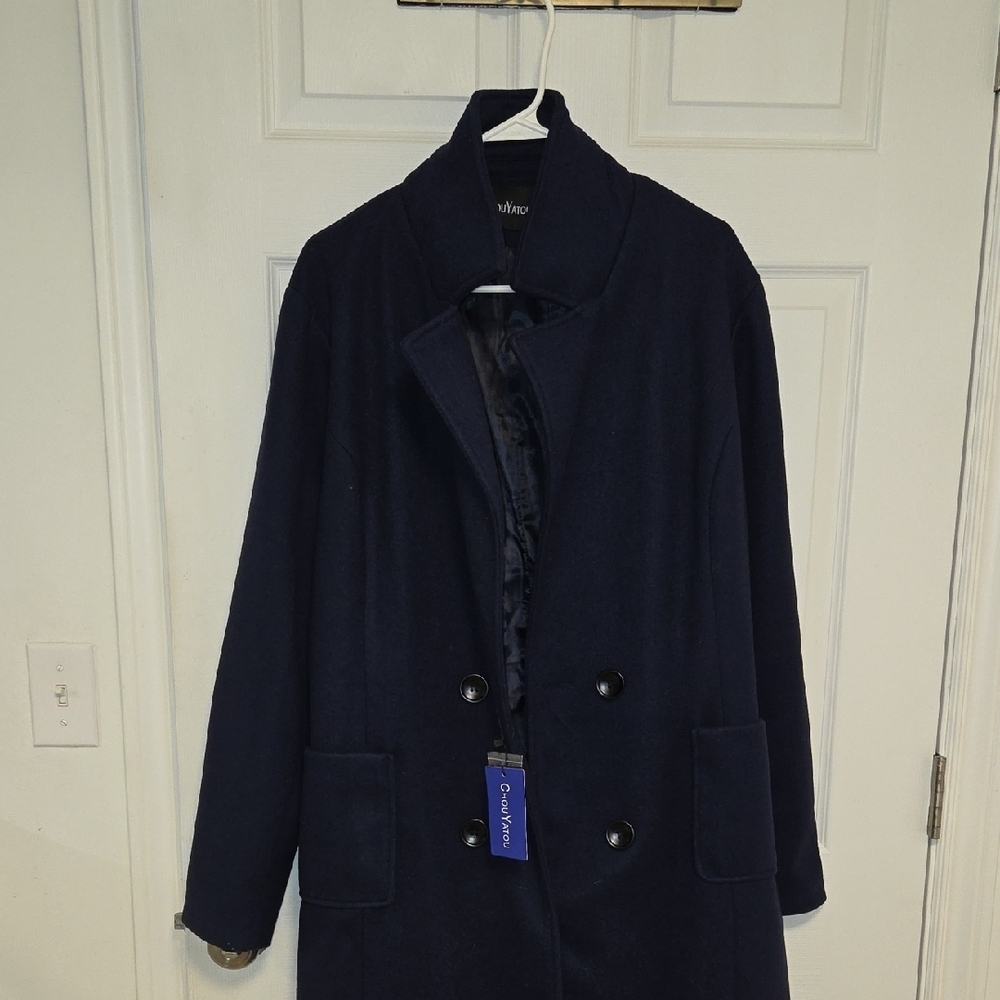 Women's Navy Blue Double Breasted Over Coat